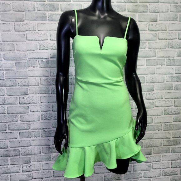 Likely‎ Dress Womens 0 Pistachio Green Sheila Asymmetrical Mini Ruffle Party - Picture 1 of 7